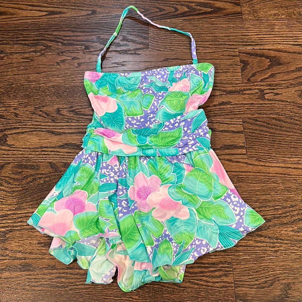Vintage Skirted One Piece Pastel Floral Bathing Suit
